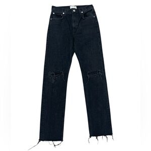 Agolde Cherie Black Distressed Straight Leg Jeans